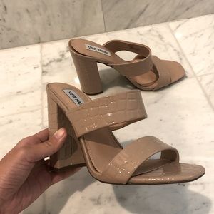 Steve Madden Nude Taya Mule Heel Slides Open Toe Shoes